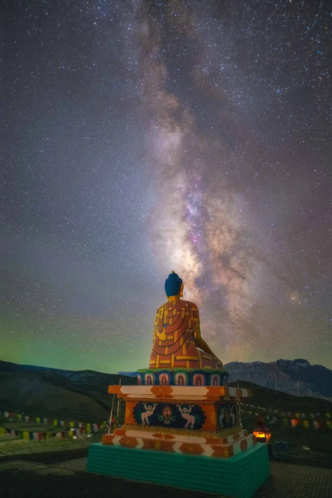 Night landscape in Spiti photographed under the Milky Way